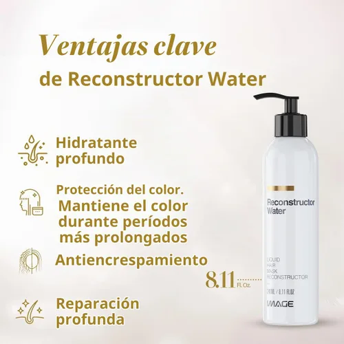 Vista 11 de Image Reconstructor Water - Mascarilla líquida para cabello dañado y tratado químicamente - Repara, hidrata y protege con pantenol, aminoácidos