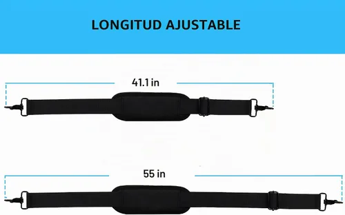 Vista 6 de Correa de hombro universal de repuesto para laptop, cinturón cómodo ajustable duradero de 55 pulgadas con ganchos de metal para maletín, bolsa