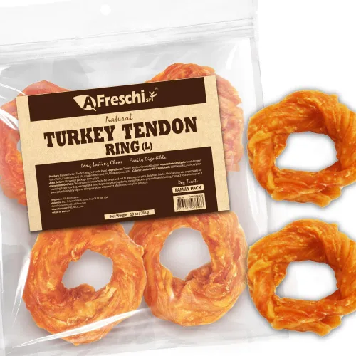 Vista 12 de A Freschi srl® Tendón de pavo totalmente natural para perros, hueso