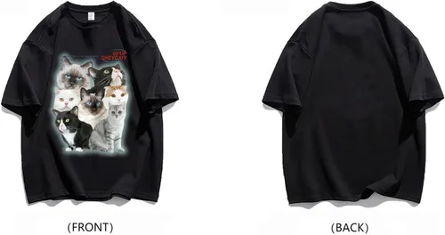 Vista 3 de Harajuku Fashion Couple Loose Street Style Y2K Camiseta de manga corta con estampado de dibujos animados para mujer
