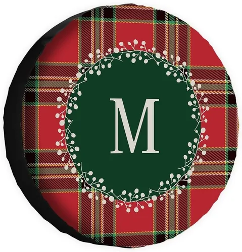 Vista 17 de Buffalo Check Plaid Initial Spare Tire Cover Monogram Letter A Wheel Protectors Covers Water Dust Proof 14 Inch Wheel Covers Universal for Trailer