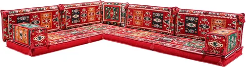 Vista 14 de arabicsofa Cojines de asiento de suelo de esquina con almohadas de respaldo – Juego de sofá modular de suelo estilo boho