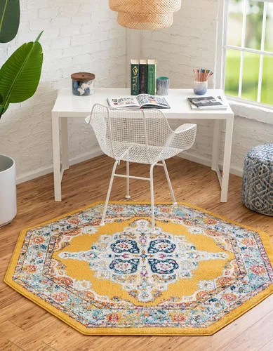 Vista 22 de Unique Loom Parker Collection - Alfombra de área Merakli (2 x 3 pies, rectangular, aguamarina/beige)