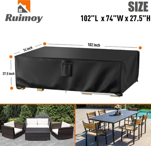 Vista 2 de Ruimoy Fundas para muebles de patio, funda impermeable para muebles de exterior, uso general, fundas para mesa exterior y silla, resistentes 600D