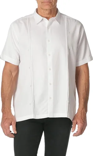 Vista 3 de Cubavera Camisa de campamento cubana de manga corta para hombre con paneles de inserción de contraste