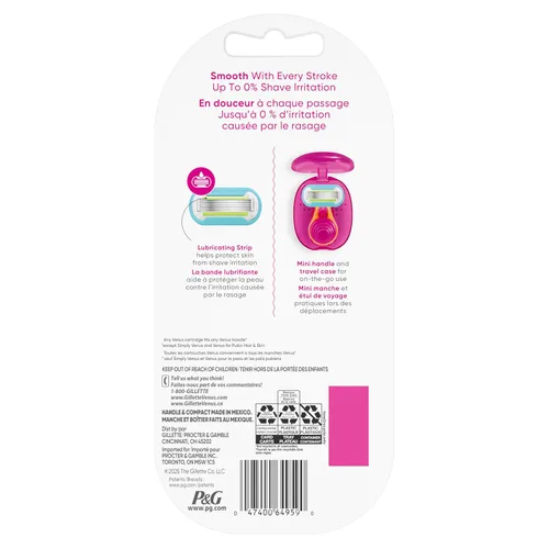Vista 9 de Gillette Venus Kit de maquinilla de afeitar de viaje extra suave para mujer, mini mango + repuesto + funda, regalos de vacaciones para mujeres