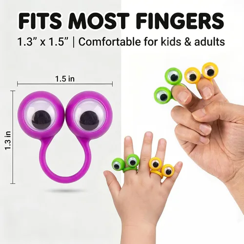 Vista 2 de 3 Otters Marionetas de dedo para niños pequeños, anillos Googly Eye On para niños, recuerdos de fiesta, premios escolares, bolsas de regalo