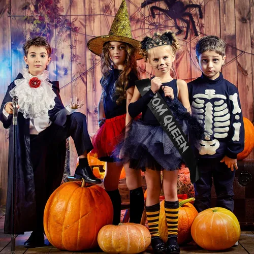 Vista 6 de Lyrow 2 Pcs Prom Crowns and Sashes Corpse Cosplay Set Spooky Queen Zombie Set Headwear for Party