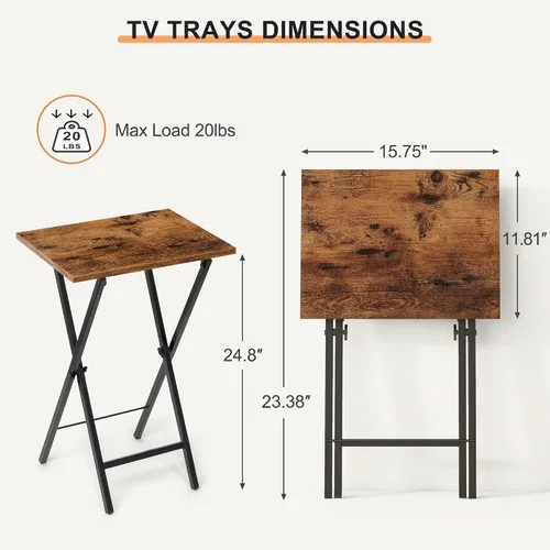 Vista 3 de Acovy Juego de 2 Mesas Bandeja para TV, Bandeja de Cena para TV, Mesa Plegable, Mesas-Bandeja de TV Plegables, Mesa Auxiliar para Cama, Sofá