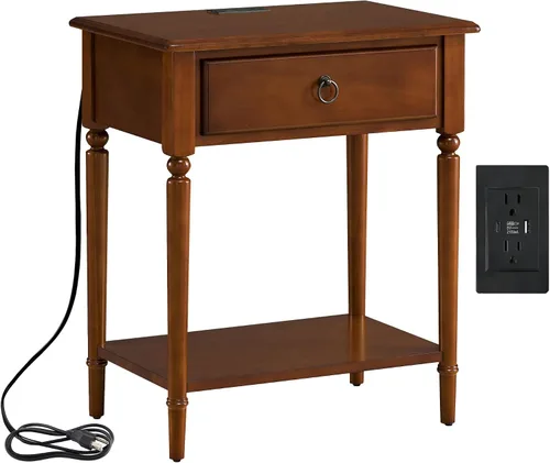 Vista 20 de Leick Home Salem Mesita de noche, mesa auxiliar, 22 pulgadas, roble mediano MEDIUM OAK