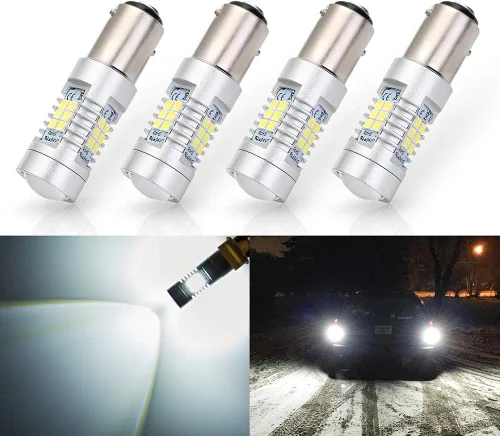 Vista 8 de Antline Súper brillante 1157 1157NA 2057 2357 7528 2357A BAY15D 21-SMD 2835 conjuntos de chips bombillas LED de 1260 lúmenes, amarillas ámbar