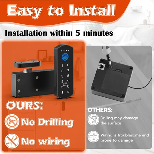 Vista 5 de Eseesmart Cerradura inteligente para gabinete, cerradura magnética electrónica digital RFID sin llave Bluetooth seguridad para niños, cerraduras