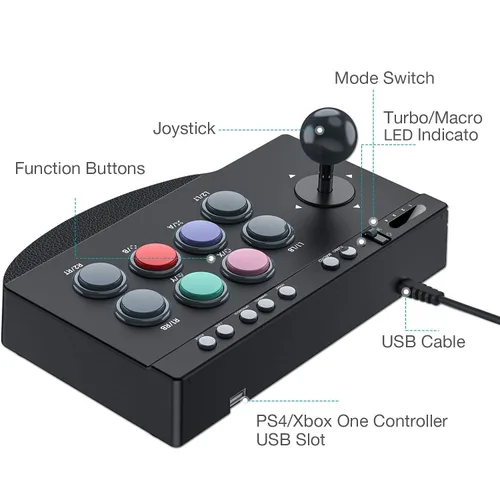Vista 5 de PXN-0082 Arcade Joystick Juego Joystick Controlador para PCPS4PS3Xbox ONE Nintendo SwitchPC Windows.