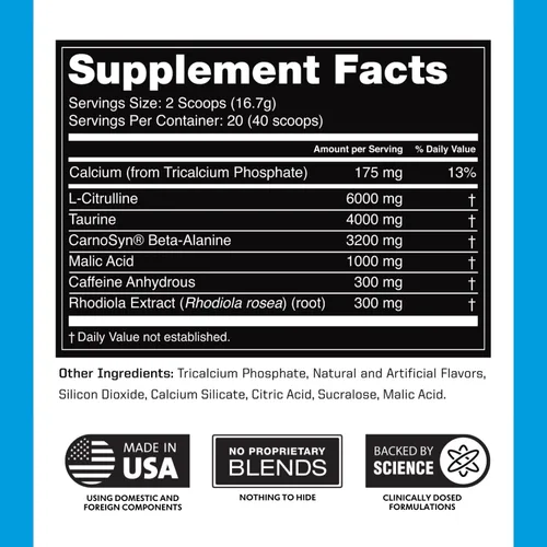 Vista 8 de Outwork Nutrition Preentrenamiento para hombres y mujeres - Nootropic Pre entrenamiento sin creatina, polvo de pre-entrenamiento con taurina
