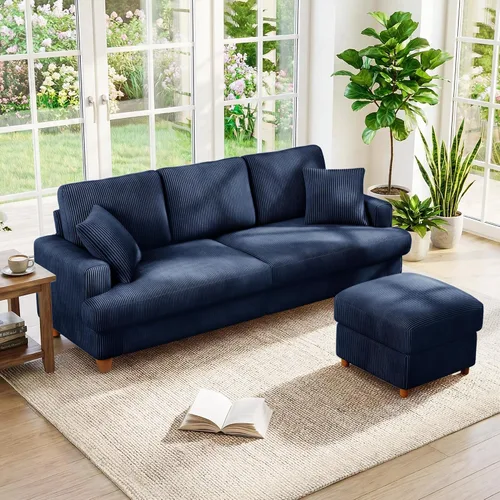 Vista 24 de Kidirect Silla de acento extragrande de 35.5 pulgadas, sillas de sala de montaje fácil, silla de lectura de pana para dormitorio, sillas de acento