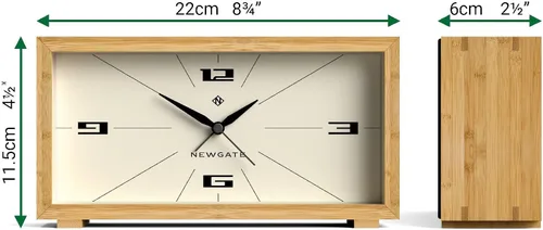 Vista 3 de NEWGATE® Lemur - Reloj despertador Diseño rectangular Funda de bambú Ideal para mesita de noche, escritorio o estante Moderno accesorio