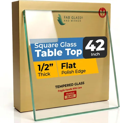 Vista 17 de Tablero de vidrio templado transparente de 10 pulgadas cuadradas con borde biselado de 1/2 pulgada de espesor para mesas de comedor, de café