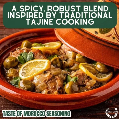 Vista 2 de Taste of Morocco - Condimento artesanal artesanal - Mezcla de especias gourmet - Sin OMG - 1.2 onzas - Lata magnética - Lote pequeño - Embalado a