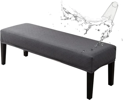 Vista 21 de Genina Fundas impermeables para banco de comedor, protector de asiento de banco de jacquard elástico, funda de banco rectangular para dormitorios