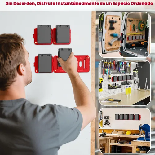 Vista 2 de Soporte de batería compatible con batería Milwaukee de 18 V, almacenamiento de baterías de montaje en pared para furgoneta de trabajo, estante, caja
