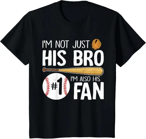 Vista 48 de Camiseta Baseball Brother I'm Not Just His Bro I'm His Number One Fan, Negro