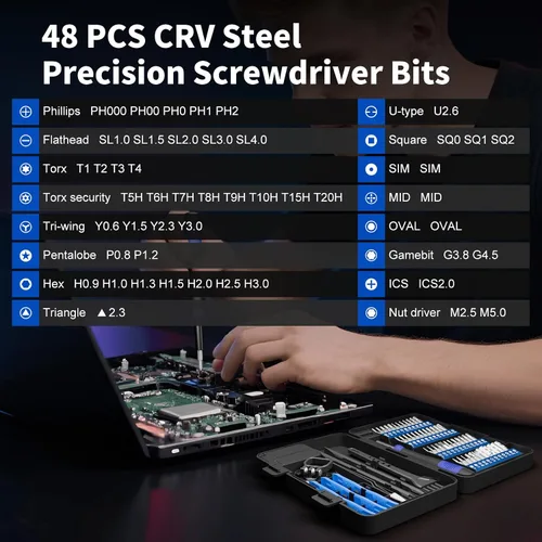 Vista 2 de STREBITO Juego de destornilladores de precisión pequeños de 64 piezas con Torx, Triwing, Pentalobe, kit de herramientas de reparación electrónica
