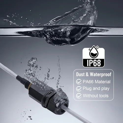 Vista 2 de Conector impermeable RJ45 de montaje en panel con escudo, macho a hembra, 8P8C, CAT 5, CAT 5E, M16 IP67 Ethernet LAN, acoplador de cable LAN