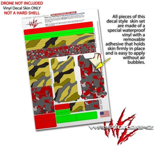 Vista 4 de Skin Wrap 2 Pack para DJI Ryze Tello Drone camuflaje amarillo Drone No Incluidas
