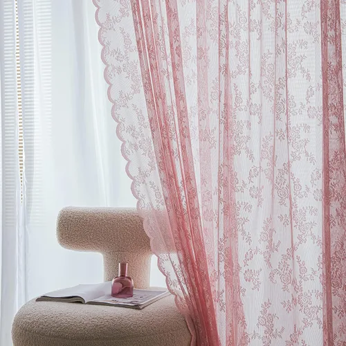 Vista 33 de Sutuo Home Juego de 2 cortinas de encaje beige, paneles transparentes de 63 pulgadas de largo, bordado floral de rosas, tratamiento de ventana