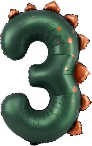 Vista 27 de Globo de dinosaurio número 1, globo de aluminio beige de 30 pulgadas para decoración de fiesta de cumpleaños de 1º cumpleaños de la selva
