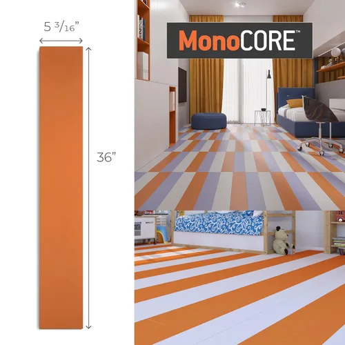 Vista 3 de Lucida Surfaces Azulejos de vinilo de lujo Pisos entrelazados para instalación de bricolaje Tablones de aspecto de color sólido Creamsicle