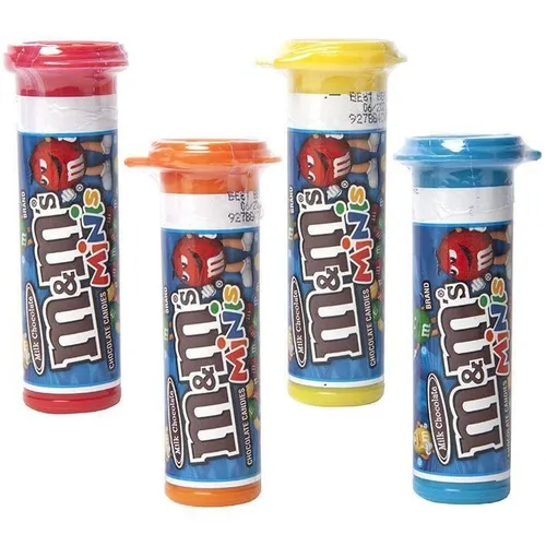 Vista 3 de QT M&Ms Minis - Caramelos surtidos de chocolate, tubos de 1.08 onzas, 12