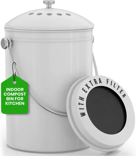 Vista 10 de Utopia Kitchen Contenedor de compostaje para encimera de cocina, cubo de compostaje de 1 galón para cocina con tapa, incluye 1 filtro de carbón