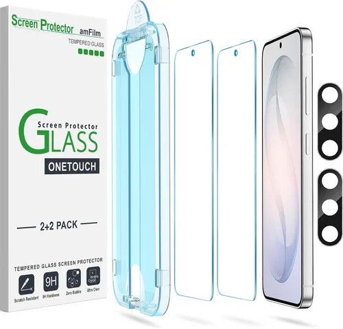Vista 15 de amFilm OneTouch - Protector de pantalla para Samsung Galaxy S22 5G de 6.1 pulgadas, dureza 9H con protector de lente de cámara, más fácil