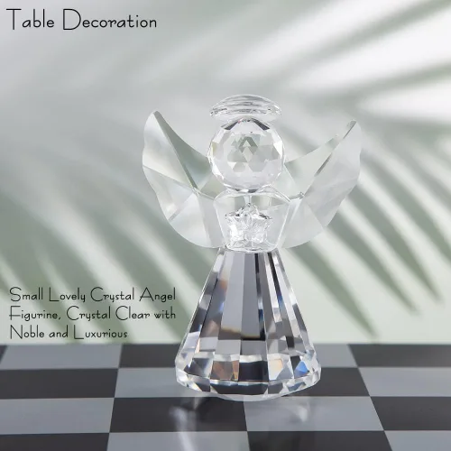 Vista 3 de Colección de figuras de ángel de cristal, bonito adorno de cristal, estatua para decoración del hogar, mesa de animales, regalo coleccionable