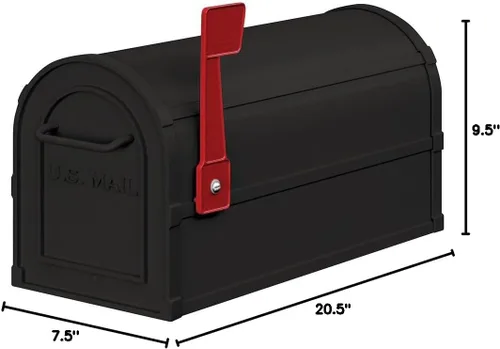 Vista 2 de Salsbury, buzón rural resistente, negro, 4850BLK
