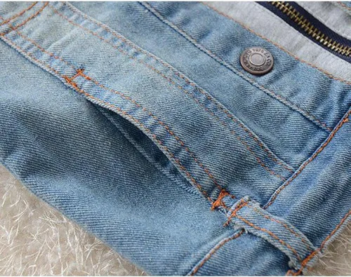 Vista 5 de Mallimoda - Abrigo de mezclilla con cremallera y capucha para niños y niñas