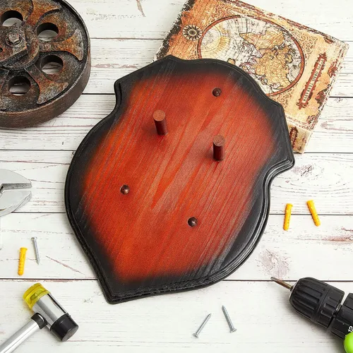 Vista 5 de Juexica Espada de madera para montaje en pared, placa de espada, soporte de pared universal con accesorios para decoración del hogar, negro y marrón