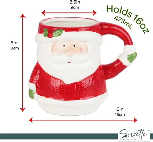 Vista 5 de Servette Home Tazas navideñas de invierno de 16 oz - Taza de Papá Noel de invierno