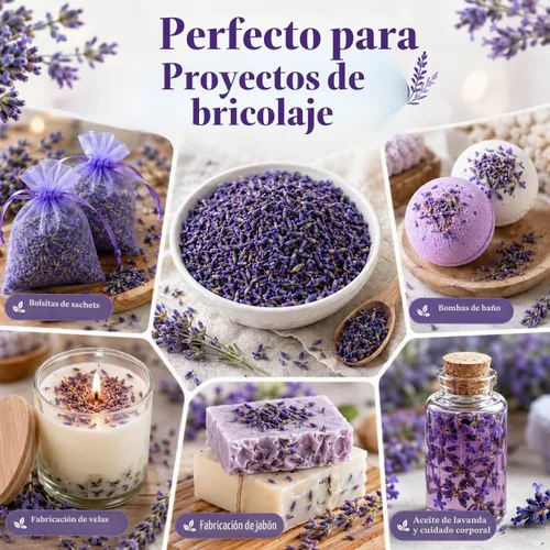 Vista 5 de Sukh 3OZ Bolsas de Capullos de Lavanda Seca - Bolsas de Lavanda para Cajones, Armarios, Aromas Frescos, Bolsas de Lavanda para Regalos