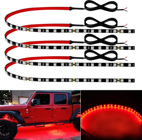 Vista 10 de Keiurot - Tira de luces LED azules de 12 V para automóviles, conectables de 12 pulgadas, paquete de 4 unidades IP68 Waterproof Flexible for Cars