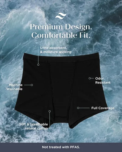 Vista 6 de saalt Ropa interior de algodón para dormir de corta duración, súper absorbente, reutilizable, cómoda, flujo menstrual, maternidad, posparto