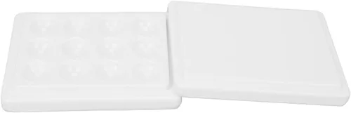 Vista 7 de Paleta de pintura de porcelana, suave y reutilizable de 12 pocillos, paleta de pintura de acuarela de color blanco puro con cubierta para artistas
