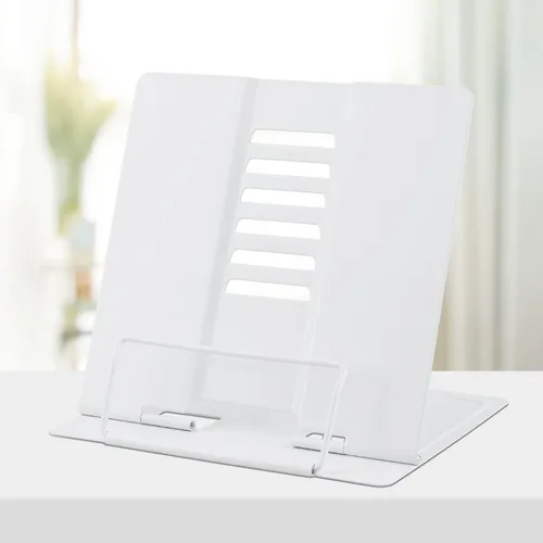Vista 29 de Honagu Soporte de metal para libros de escritorio, soporte para libros para leer manos libres, soporte ajustable para documentos de libros