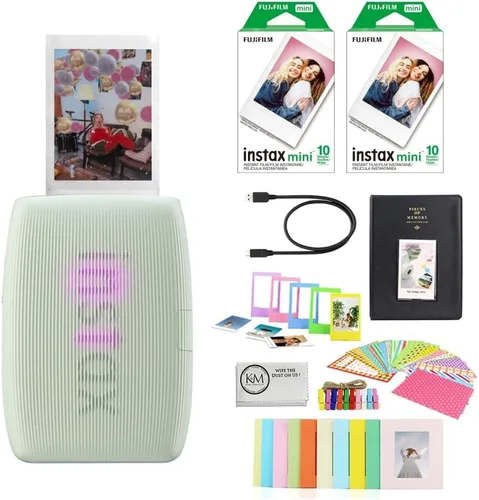 Vista 12 de Impresora Fujifilm INSTAX Mini Link 3 para smartphone Paquete de película instantánea INSTAX Mini color blanco arcilla 20 exposiciones + paño