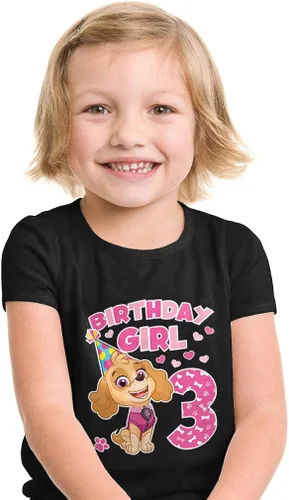 Vista 3 de Camiseta de cumpleaños para niña de Paw Patrol Skye de tercer cumpleaños para niños pequeños
