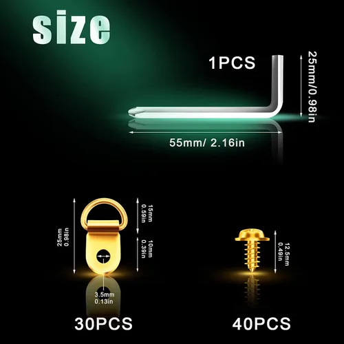 Vista 2 de Savita Kit de 71 piezas para colgar fotos, anillos en D, ganchos de un solo agujero con tornillos y un destornillador para colgar marcos de fotos