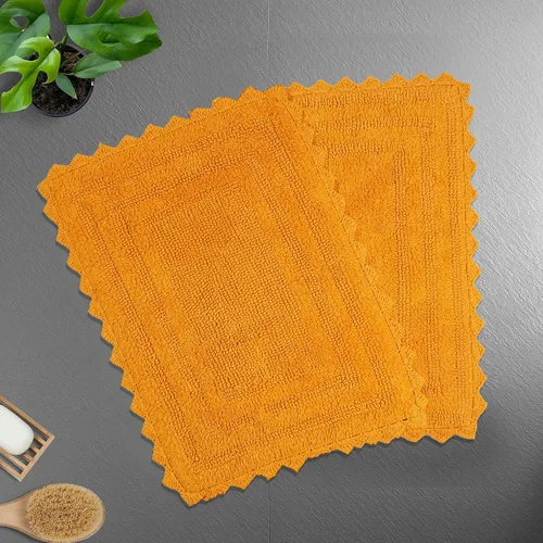 Vista 10 de TreeWool - Alfombras de baño con borde de ganchillo reversible en algodón de felpa (paquete de 2)
