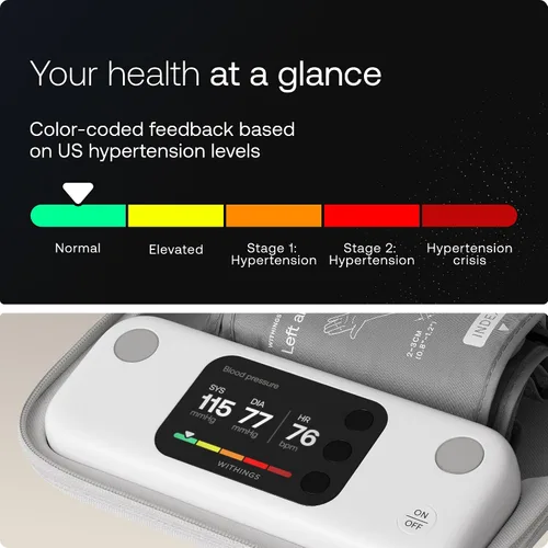 Vista 4 de Withings BPM Vision – Monitor de presión arterial inteligente para el brazo Aprobado por la FDA Fácil de usar, mediciones precisas de presión