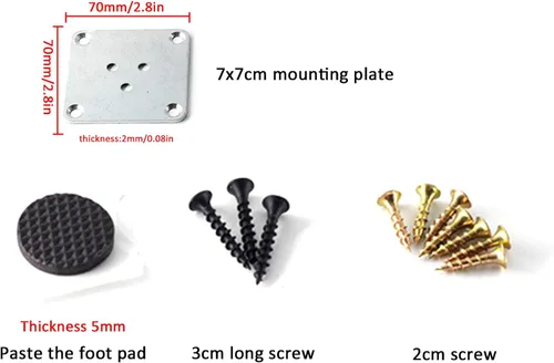 Vista 3 de Patas de madera maciza de roble barniz, patas rectas, patas de mesa de café, 2.4 – 27.6 in, para tocador, armario, con placa de montaje, tornillos